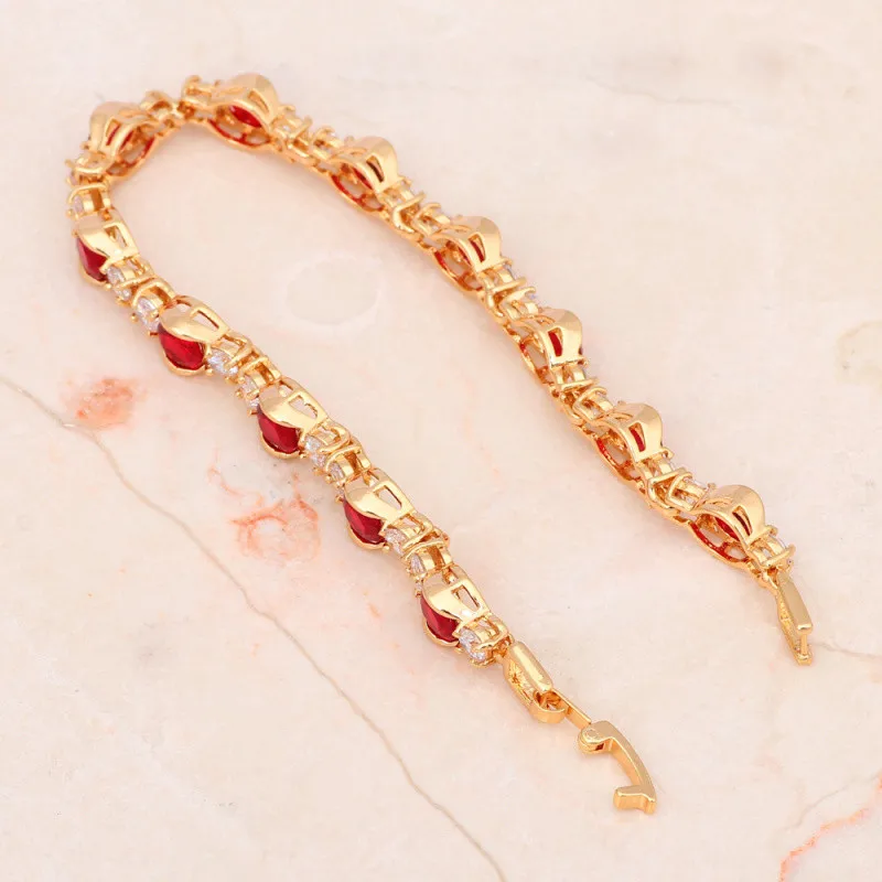 Подарки для друга Австралия Циркон Красный Кристалл браслеты золотой тон здоровья никель и свинец гранат модные ювелирные изделия TBS987A