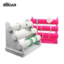 Extraíble de Alta Calidad de Terciopelo Negro 3 Tier Brazalete Pulsera del Soporte de Exhibición del Sostenedor de La Joyería Escaparate t-bar envío nave