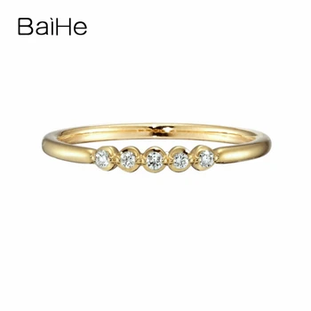 

BAIHE Solid 14K Yellow Gold 0.04ct Round H/SI Natural Diamonds Engagement Women Trendy Fine Jewelry Beautiful diamond Gift Ring