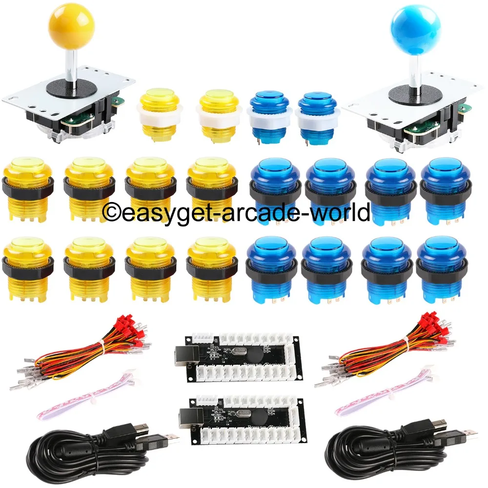 

Arcade DIY Kit Parts Zero Delay USB Encoder To PC Joystick + 20x LED Arcade Button Wire For Mini Arcade Machines - Yellow + Blue