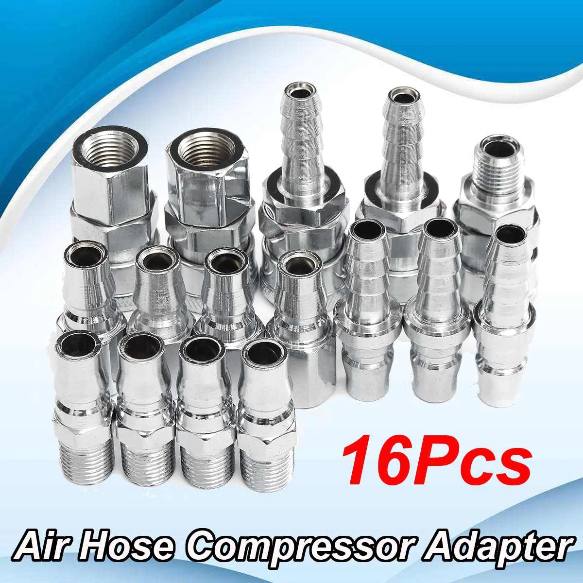 

16pcs Quick Connector BSP Line Hose Fittings Compressor Connector Quick Release Coupler Set