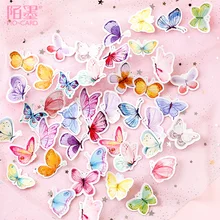 45 pçs/caixa adesivo de papel de decoração fofo, borboleta, mini adesivo de pacote, decoração diy, diário, adesivo, álbum de recortes