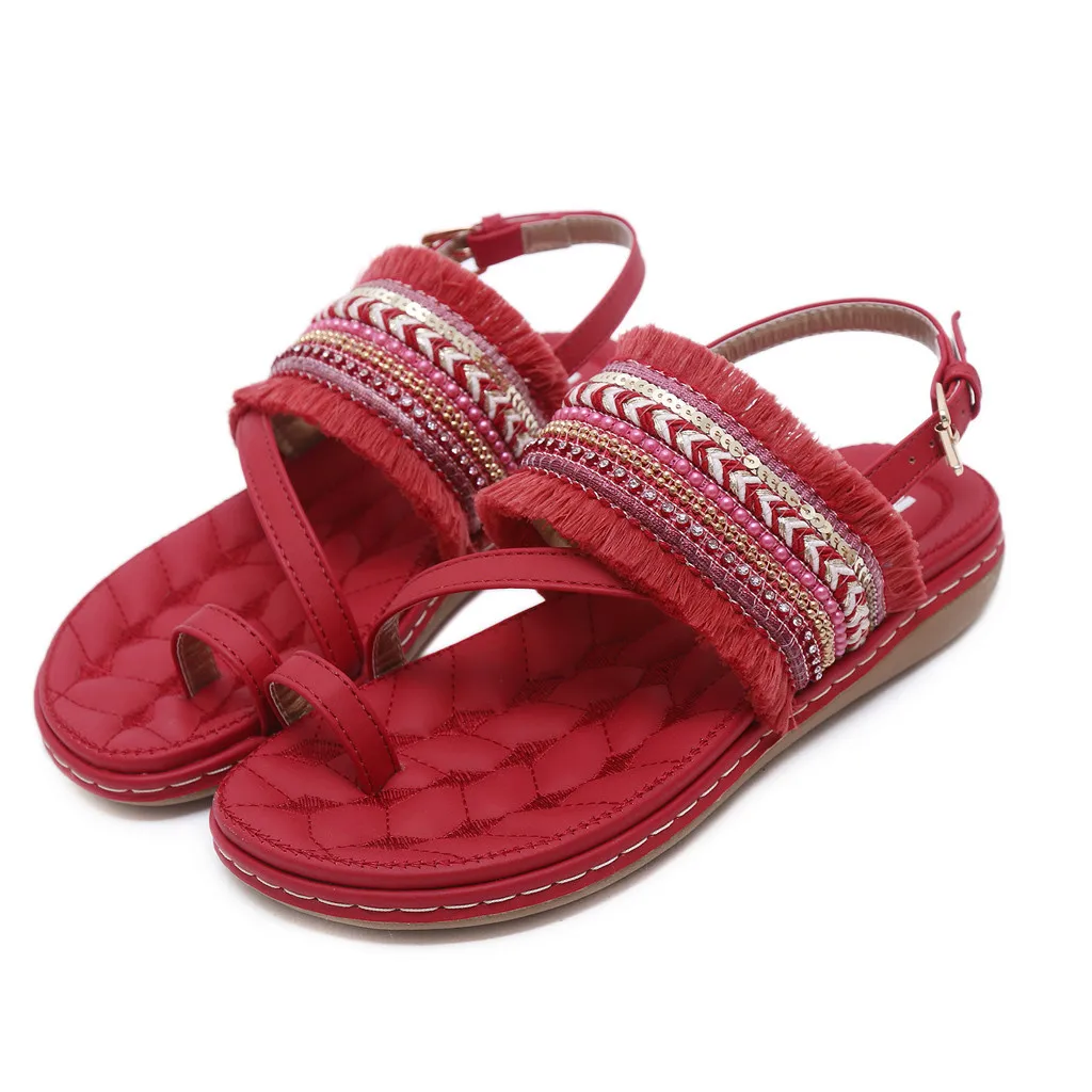 

SAGACE Women National style Sexy High Quality Summer Ladies Shoes Buckle Strap Flat Open Toe Breathable Sandals Bohemia Shoes