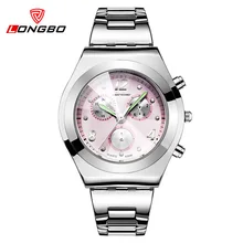 LONGBO Femmes Montres Célèbre Marque Dames Quartz Robe Montre En Acier Plein Montre-Bracelet Avec Cristaux Fahion Reloj Mujer Vente Chaude
