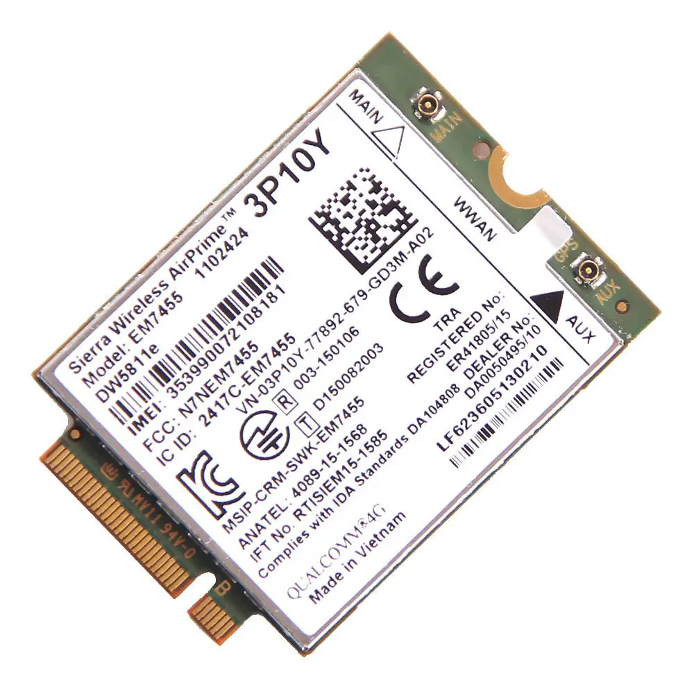 Qualcomm 4G LTE модуль WWAN карта Gobi6000 для Sierra беспроводной EM7455 DW5811e 3P10Y NGFF HSDPA/UMTS/HSPA + GPRS/EDGE