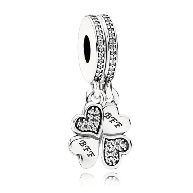 Authentic 925 Sterling Silver Best Friends Forever With Crystal Authentic 925 Sterling Silver Best Friends Forever With Crystal Hanging Pendant Charm Fit Pandora Bracelet Bangle