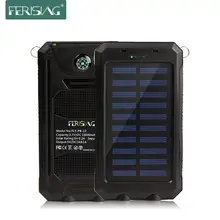 Imperméable à l’eau Solaire Banque Real Power 10000 mAh Double USB Externe Polymère Chargeur de Batterie En Plein Air lampe Lumière Powerbank Ferising PB-12