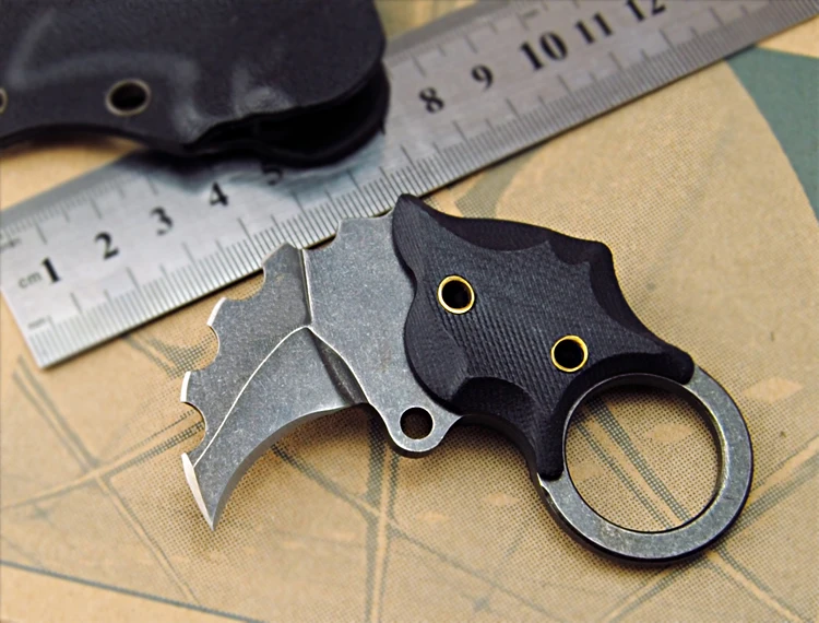 Мини EDC karambit 60HRC камень мыть к оболочка тактический AUS8 лезвие G10 инструмент