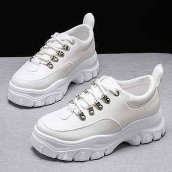 

2019 New Spring pink/black/white sneakers 3.5CM Ultralight platform sneakers fashion soft leather Comfortable casual shoes women