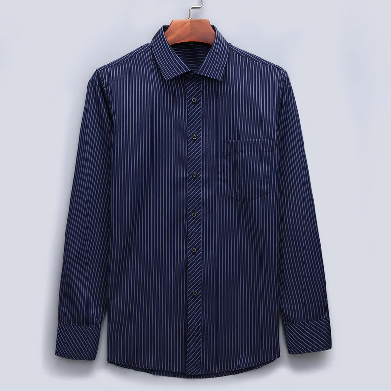 زائد كبيرة حجم 8XL 7XL 6XL 5XL 4XL رجل الأعمال عارضة قميص بأكمام طويلة الكلاسيكية مخطط الذكور الاجتماعية اللباس قمصان الأرجواني الأزرق