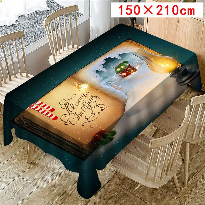 C 150X210cm Рождество Праздничный печатных полиэстер скатерть масло и пятно стойкий стол коврики салфетки украшения для кухни - Цвет: C 150X210cm