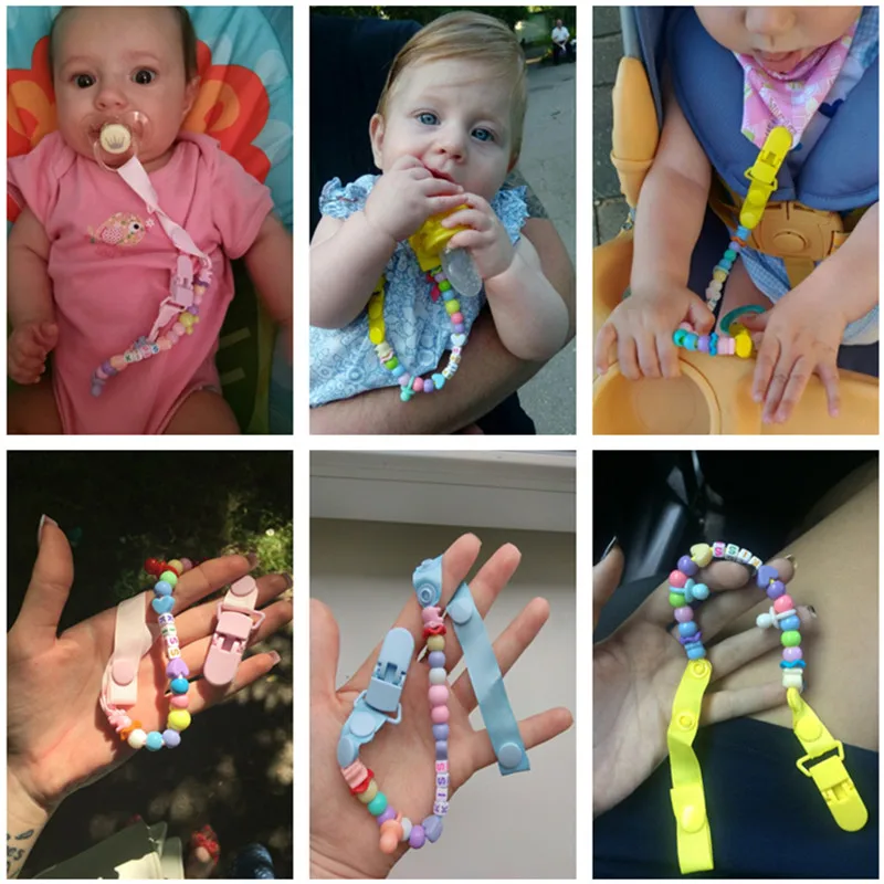 New Colourful Baby Pacifier Clip Pacifier Chain Hand Made Funny Beads Dummy Clip Baby Soother Holder For Baby Kid