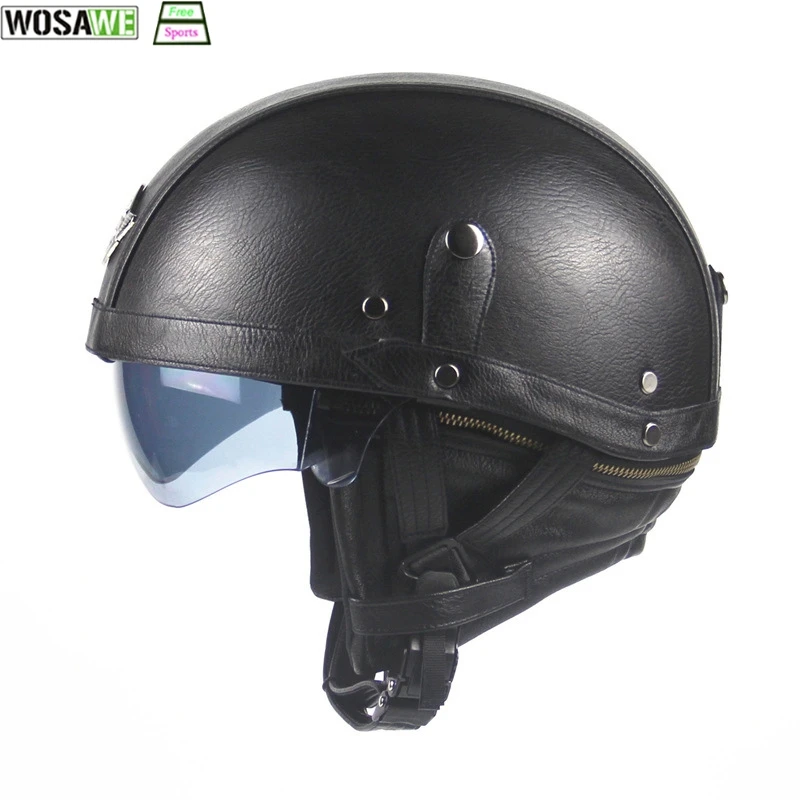 

WOSAWE mtb Bicycle Helmet Retro Personality Helmet Half Face Pedal Motorcycle Leather Helmet moto Motocross Dirt Bike Protection