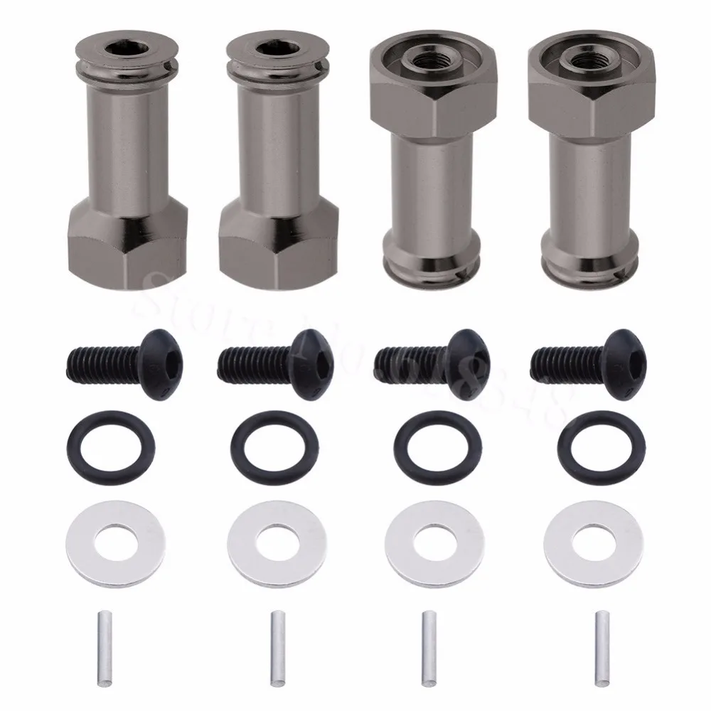 

4pcs Aluminum 12mm Wheel Hex Hub Extension Adapter Spacer For Traxxas 1/16 Slash 4WD E-Revo Summit VXL Hop Up Parts