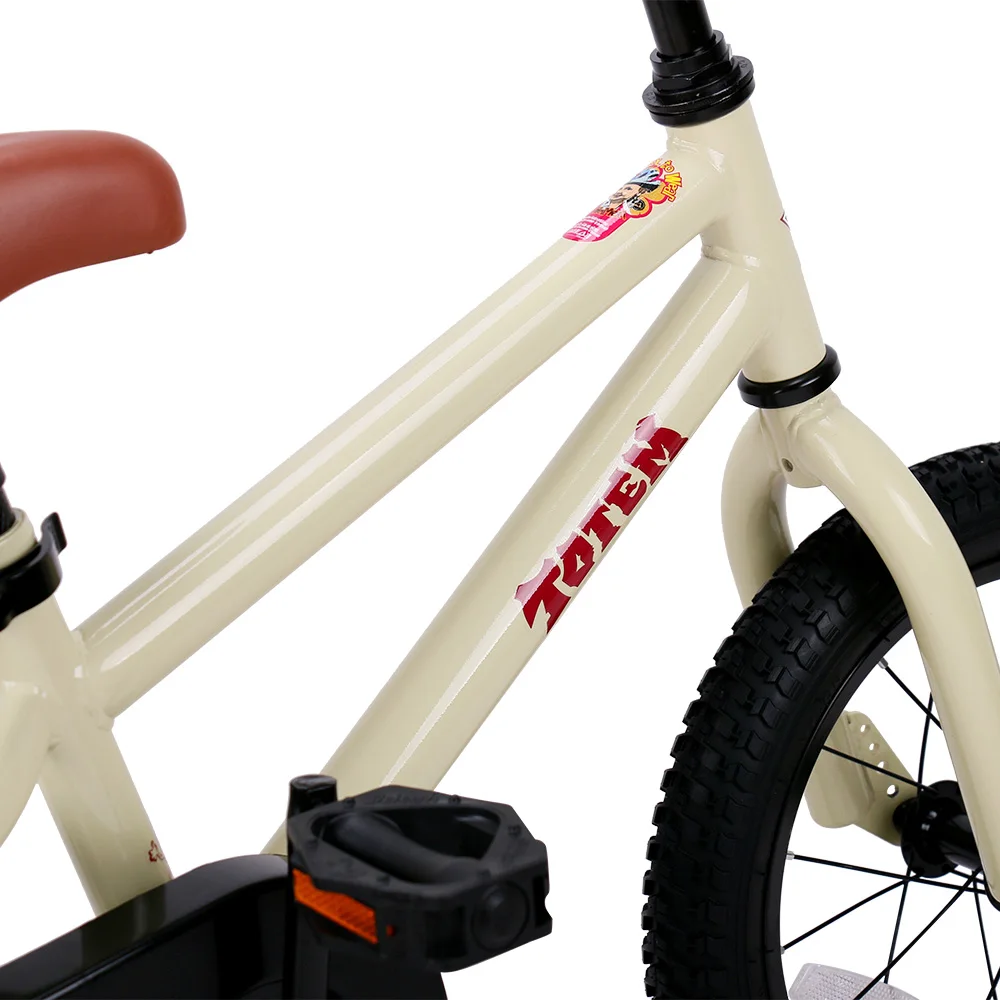 Clearance 14 Inch Kids Bike Totem DIY Beige Steel Kids Bike DIY Sticker Kids Bicycle with Detachable Training Wheels and Bell 1 Clearance 14 Inch Kids Bike Totem DIY Beige Steel Kids Bike DIY Sticker Kids Bicycle with Detachable Training Wheels and Bell 1