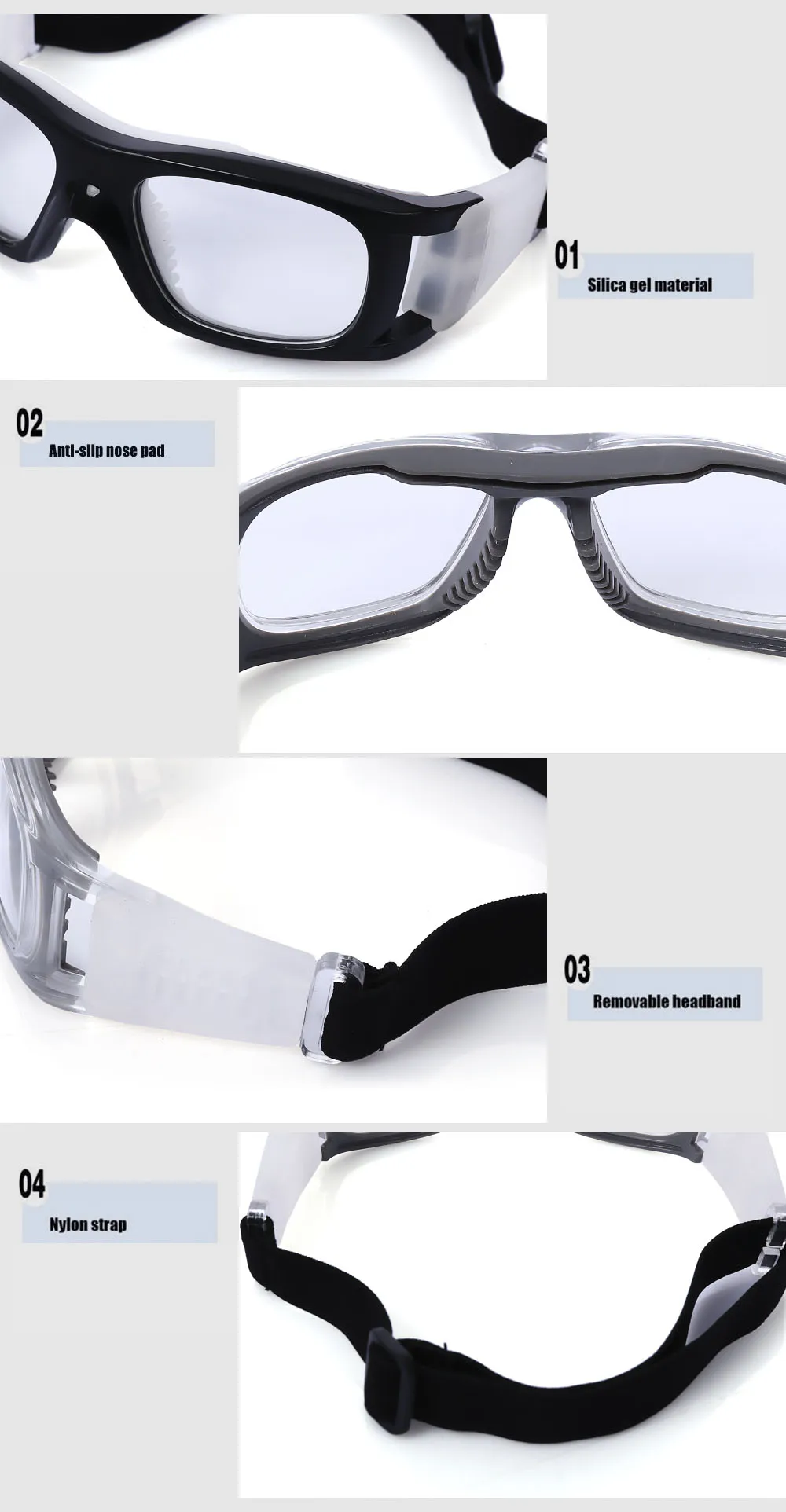 DX070 Basketball Protective Goggles Outdoor Sport Football Skiing Glasses with Myopia Lens