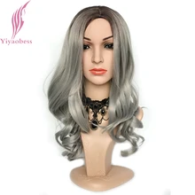 Yiyaobess 22 дюймов длинные волнистые серые Омбре парик косплей термостойкие синтетические парики Лолита для белых женщин высокотемпературное волокно