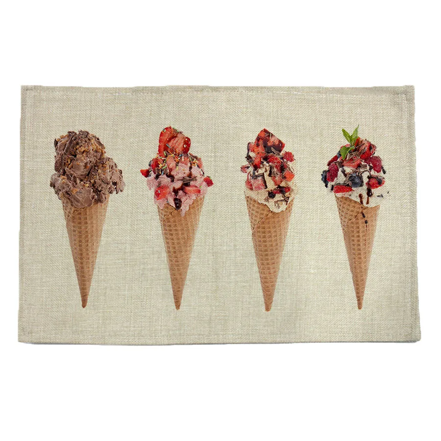 

ice cream cone pattern print linen placemat coasters disc pads bowl pad pot dining table mat coster heat insulation pad
