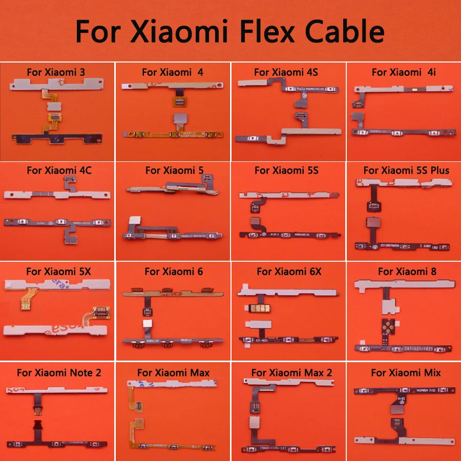 

1pcs Power On off switch side button Volume Flex Cable for Xiaomi 3 4 4S 4i 4C 5 5S Plus 5X 6 6X Note 2 Pro Max 2 Mix