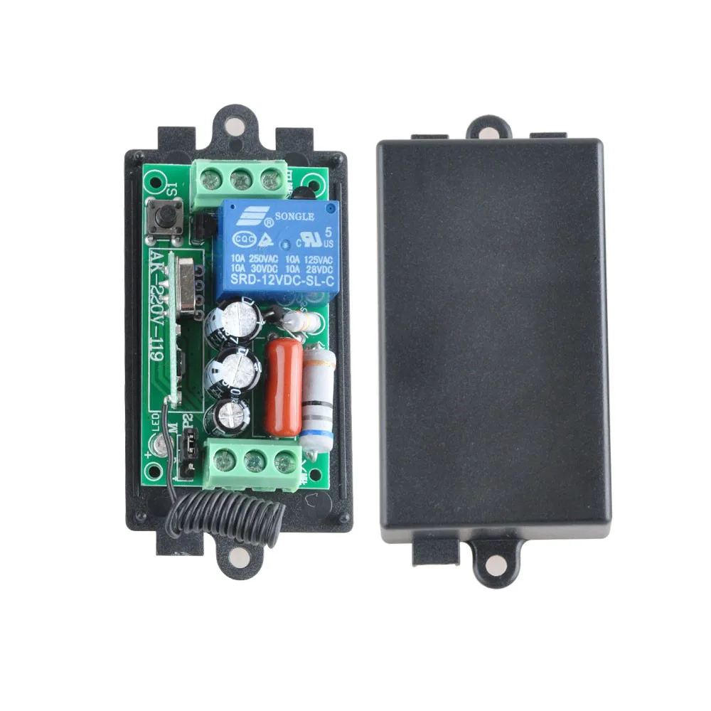

AC220V 1CH 10A 433Mhz Remote Control Light Switch Relay Output Radio Receiver Module + Case Free Shipping