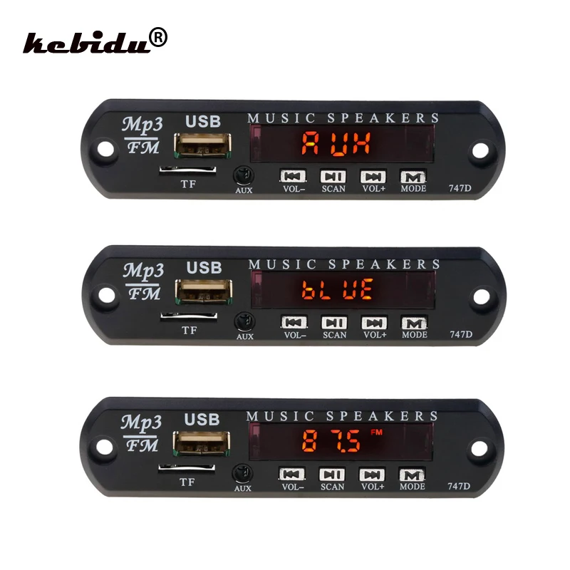 Kebidu 5 в 12 В MP3 WMA декодер плата беспроводной Bluetooth аудио модуль USB TF FM радио для