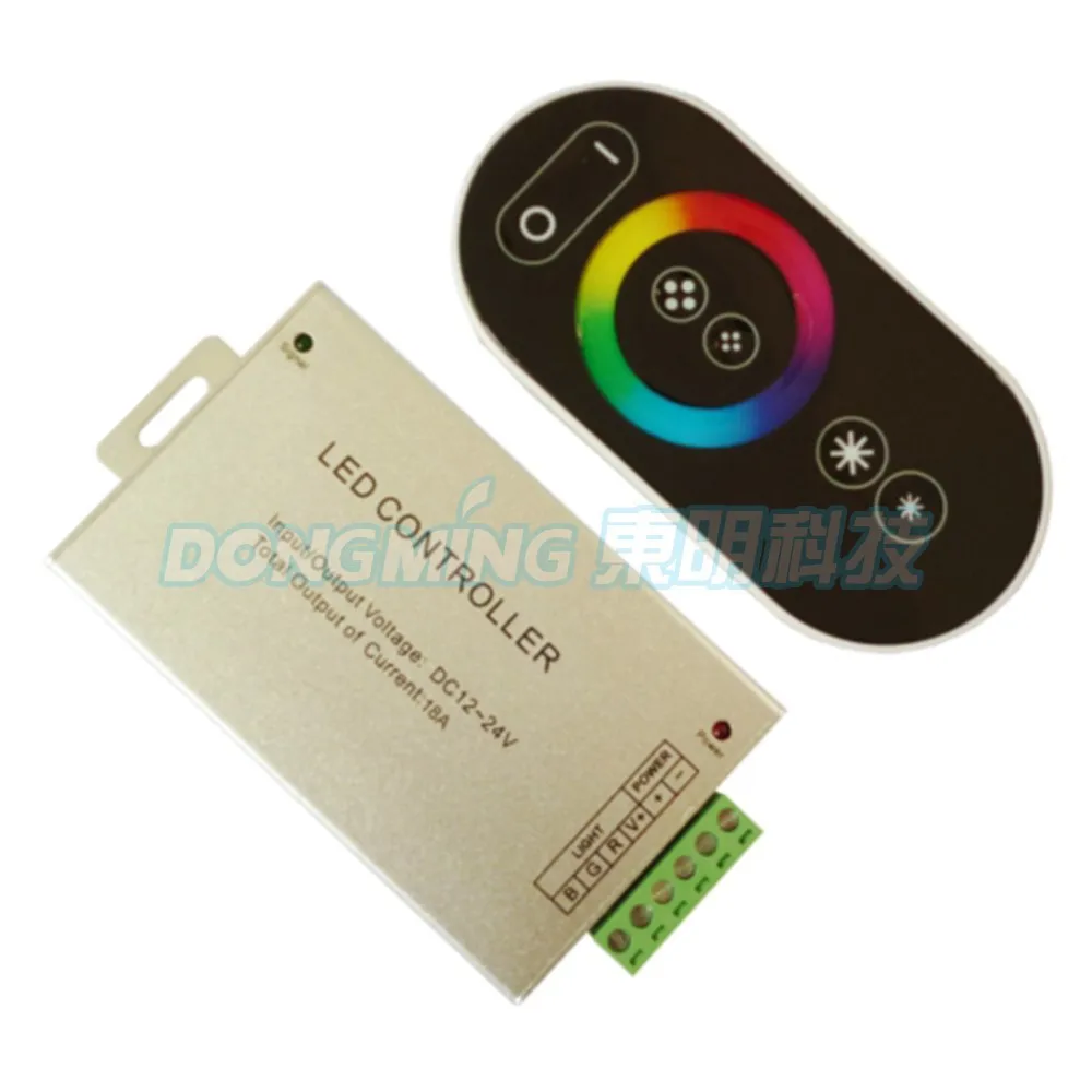Алюминий Беспроводной RF Touch Панель LED диммер RGB пульт дистанционного управления DC12V 18a 216 Вт touch RGB LED контроллер для 5050 светодиодные полосы