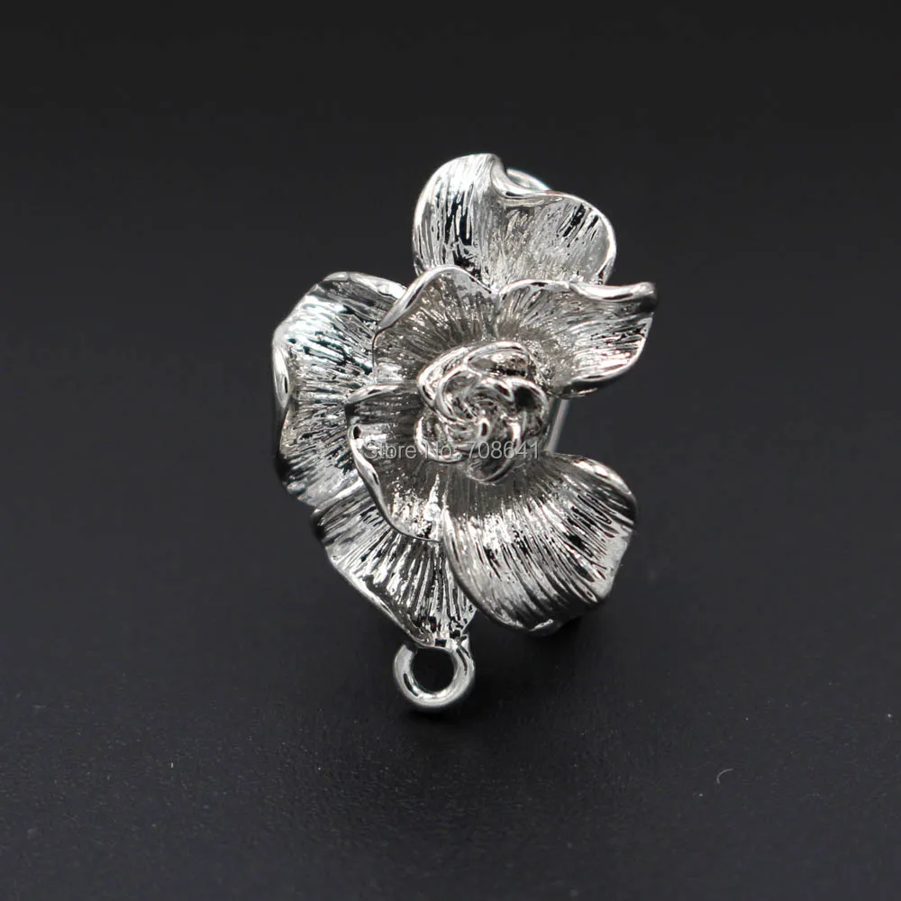 

Metal Clip Earring Post with a Loop Hanger 15*22mm Hollow Flower DIY Findings for Pearl Beads Stud Earrings Jewelry Making