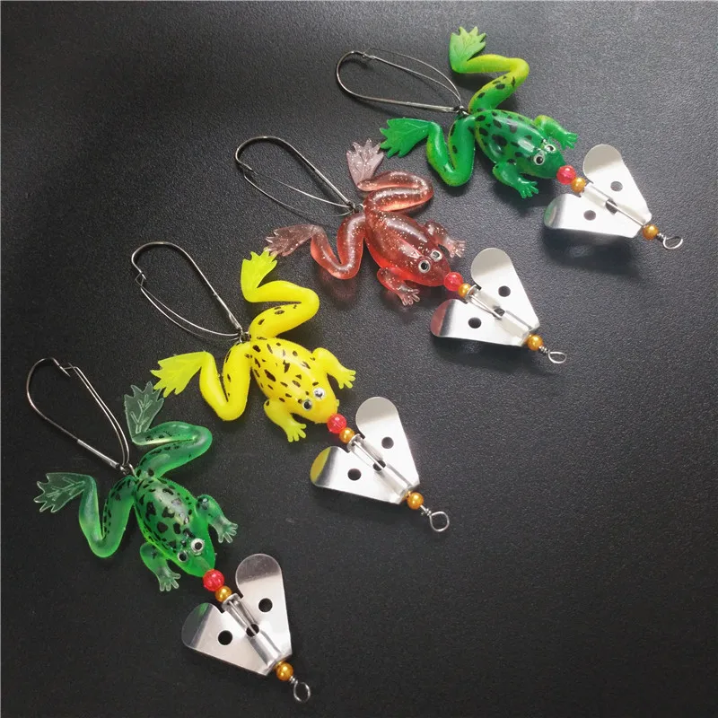 

8cm 6g Soft Rubber Frog Fishing Lure Bass CrankBait 3D Eye Simulation Frog Spinner Spoon Bait Fishing Tackle Accessories