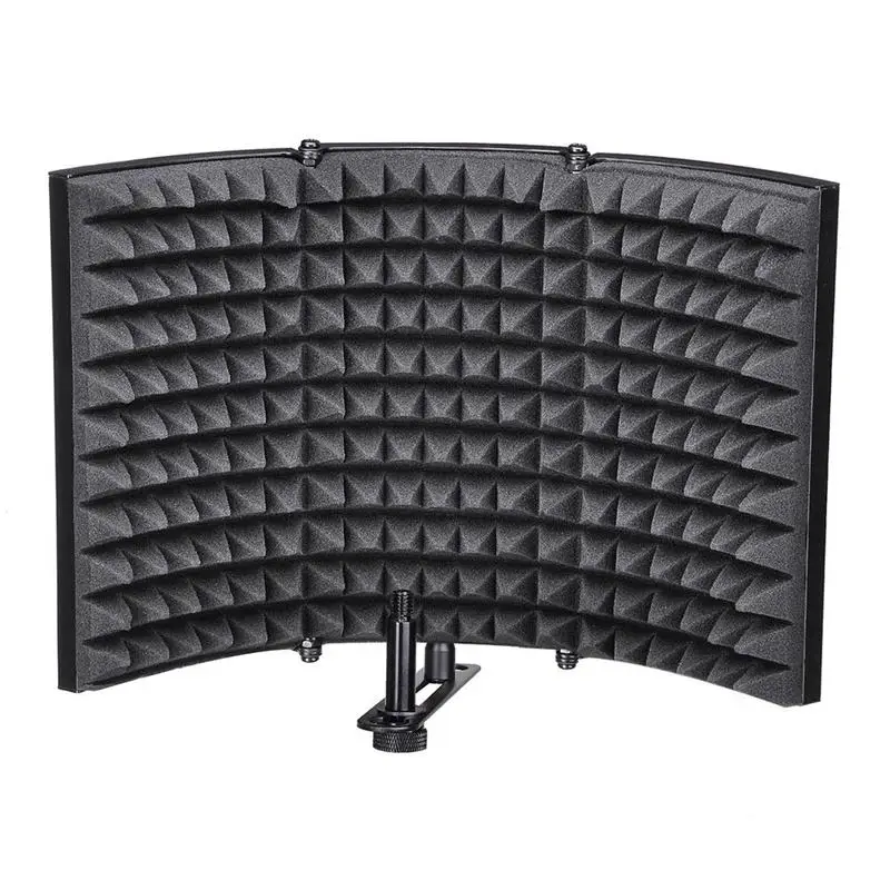 Folding Studio Microphone Isolation Shield Recording Sound Absorber Foam Panel - Цвет: Black