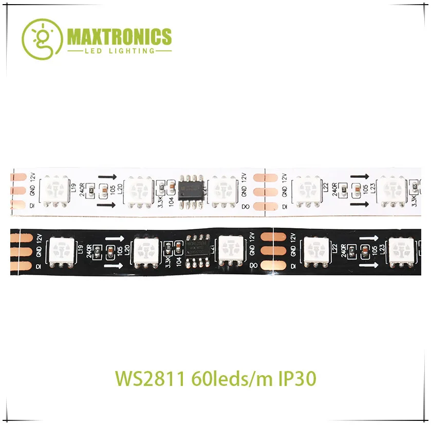 5 м/roll DC12V ws2811 2811 ic 5050 SMD rgb полосы адресные 30/48/60 светодио дный s/m светодио дный пикселей газа внешние ic, 1 ic управления 3 светодио дный