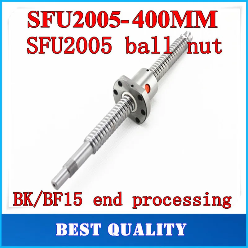 

20mm 2005 Ball Screw Rolled C7 ballscrew SFU2005 400mm BK15 BF15 end processing one 2005 flange single ball nut for CNC parts