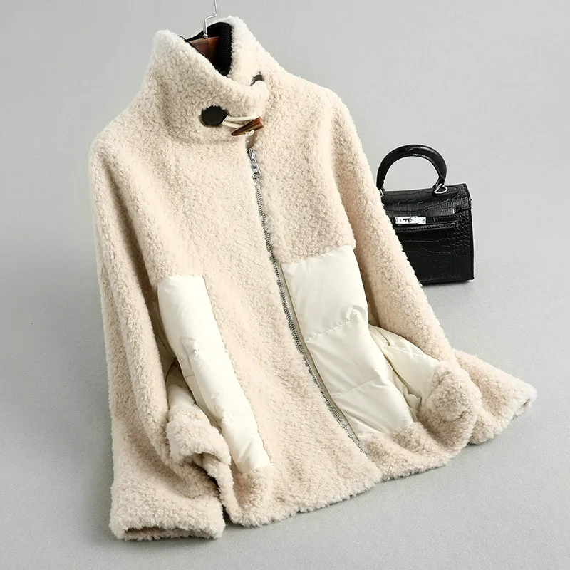 Пальто с натуральным мехом, осенне-зимняя шерстяная куртка, женская одежда,, корейский стиль, винтажный пуховик, замшевая подкладка, Abrigo Mujer KQN59391 ZT2888