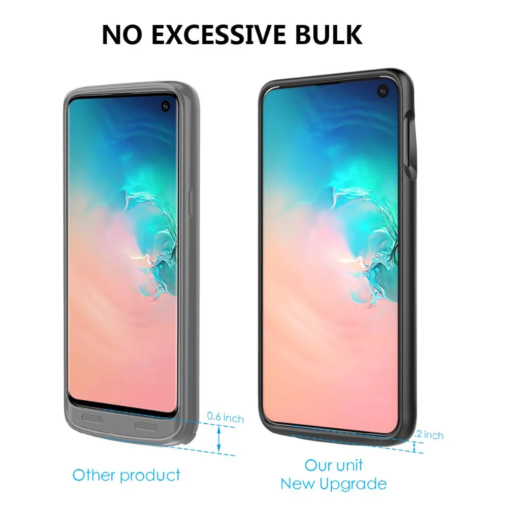 For Samsung Galaxy S10 Battery Case, 4700mAh External Rechargeable Portable Power Bank Slim Extra Pack Backup Charging S10 Plus