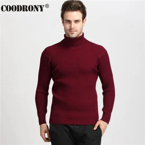 COODRONY-겨울용 두껍고 따뜻한 캐시미어 스웨터, 남성 터틀넥, 남성 스웨터, 슬림핏 풀오버, 남성 클래식 울 니트웨어, 남성 스웨터 3
