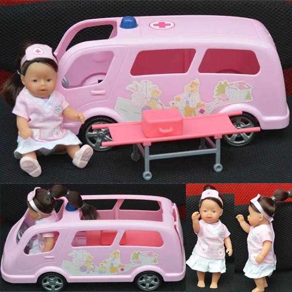 

D584 Free shipping sell like hot cakes Mini doll puzzle play doctor an ambulance Can speak