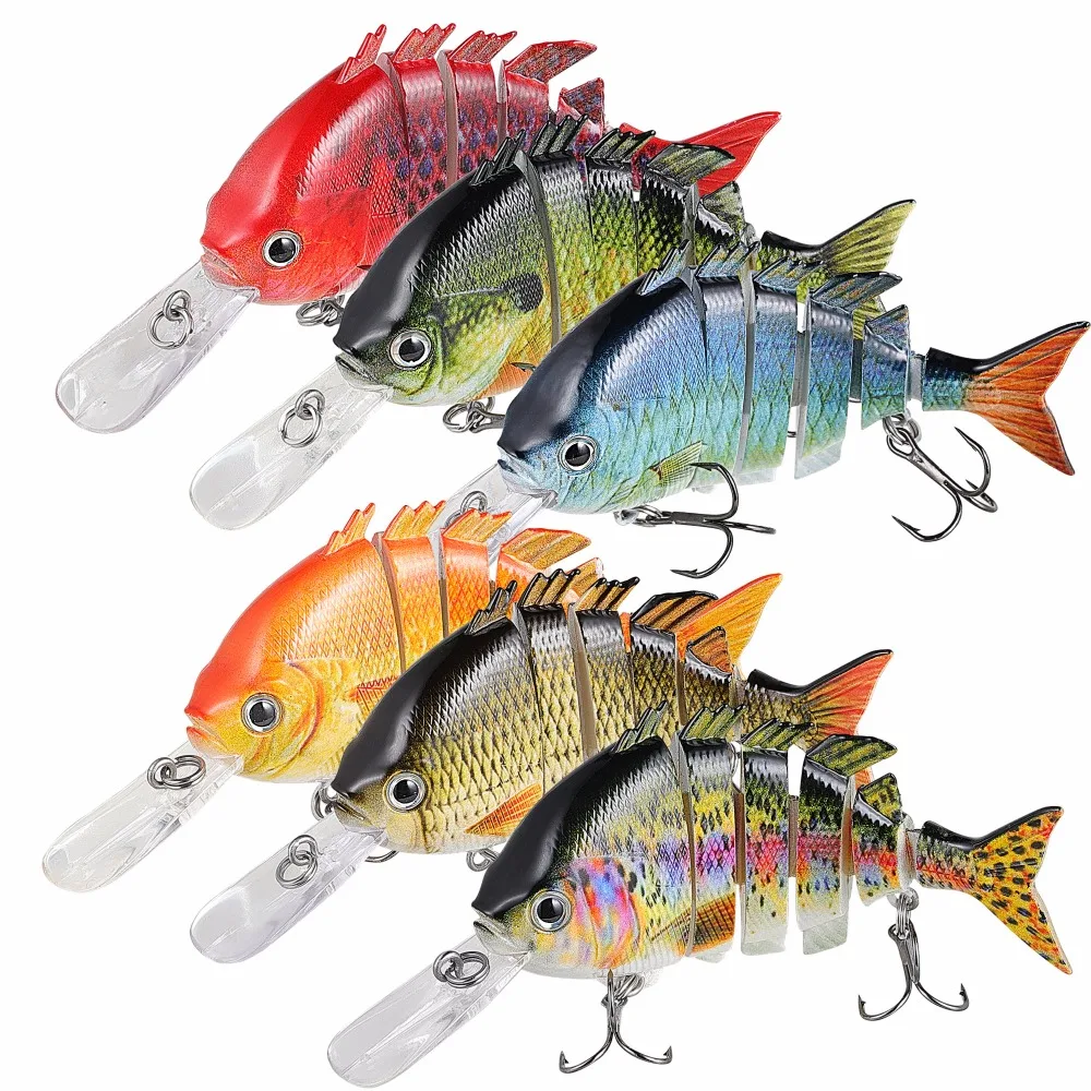 Topwater Multi articulado Swimbait Wobblers 6 segmentos Señuelos de Pesca 14g 100mm cebo duro Crankbait Pesca Isca