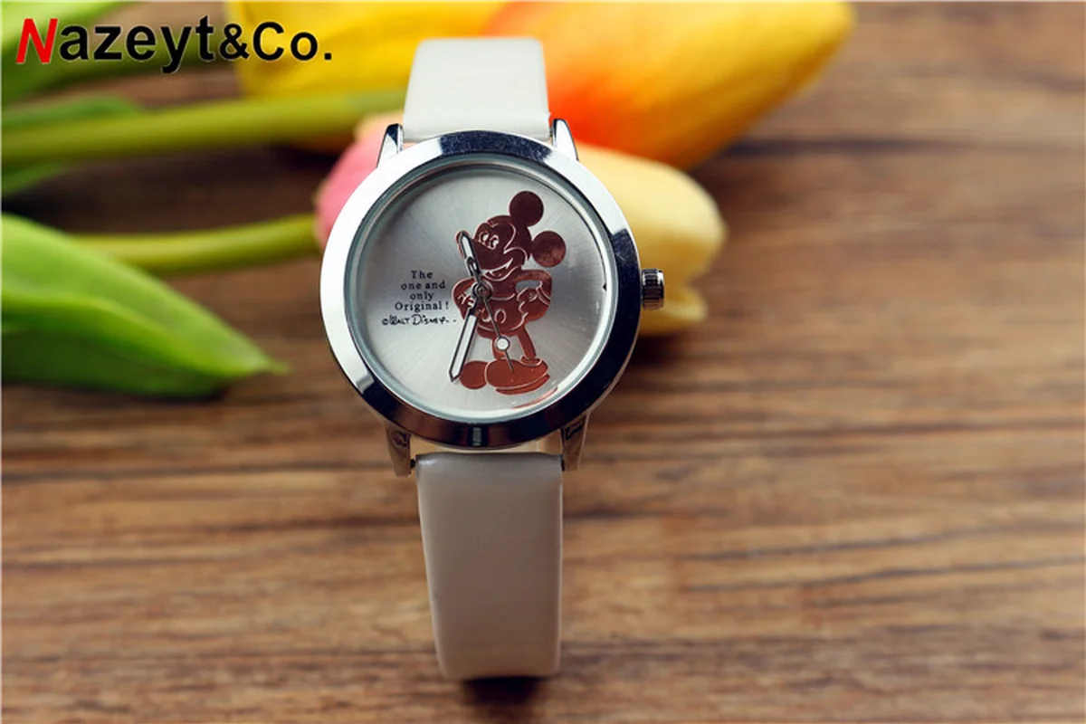 Новые детские часы с 3D ремнем Микки Мауса, студенческие светящиеся кварцевые наручные часы с рисунком Микки Мауса для женщин