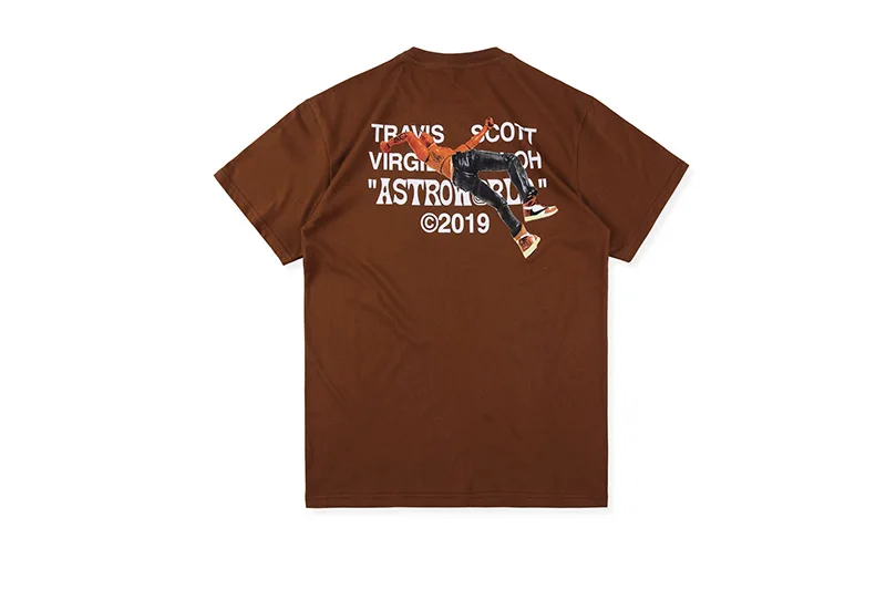 Travis Scott Astroworld T-Shirt Fabric Dark Brown Short Sleeve T-ShirtTravis Scott ASTROWORLD RUN Street Graffiti Print T-Shirt