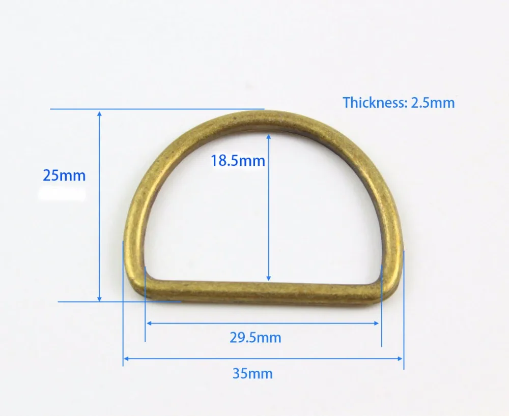 

50 Pieces 29.5mm Antique Brass Color Welded Metal D Ring For Purse Bag Handbag