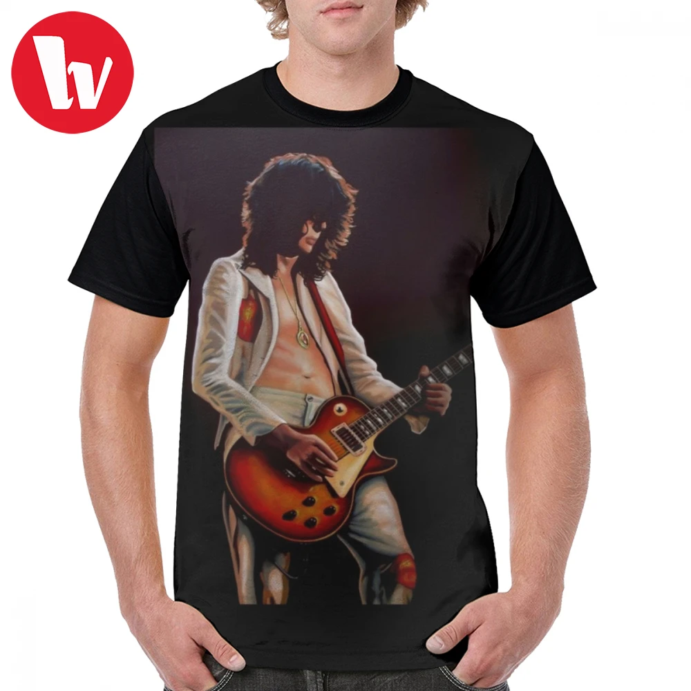 

Led Zeppelin T Shirt Jimmy Page In Led Zeppelin Painting T-Shirt 100 Polyester Mens Graphic Tee Shirt Awesome Oversize Tshirt