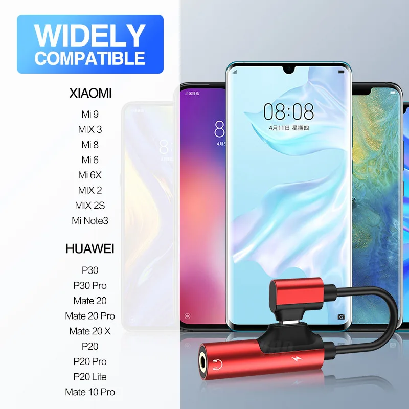 Кабель адаптер YBD с USB C на гнездо 3 5 типа для Huawei P30 Mate 20 Type мм конвертер AUX наушников