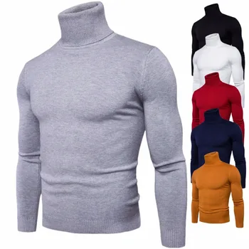 

Nice Autumn Winter New Mens High Collar Sweater Fashion Men Cotton Long Sleeve Sweater For Male M-2XL