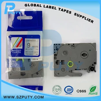

TZe-M921 Compatible 9mm Black on Matte Silver label tape for P-touch label printers Hot sell