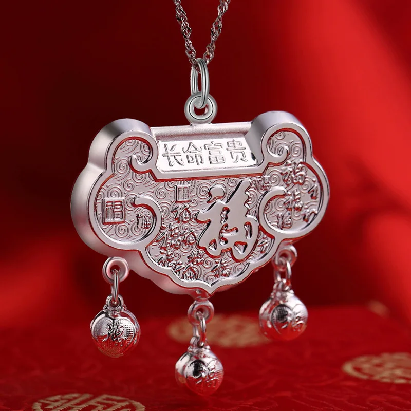 

S999 SILVER BABY GIFT PENDANT infant child lock collar factory direct wholesale