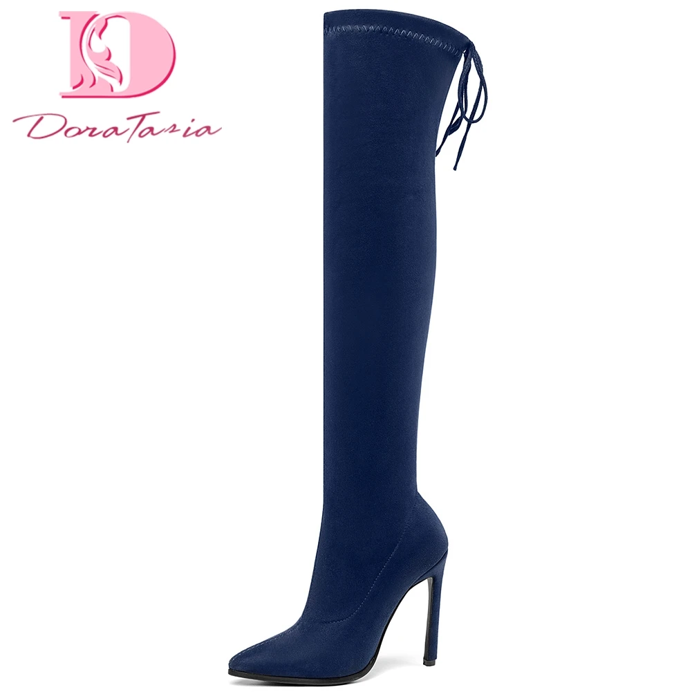 

Doratasia Brand Boots Women Shoes Sexy Thin High Heels Boots Fashion Pointed Toe Over The Knee Boots Woman Large Size 34-43
