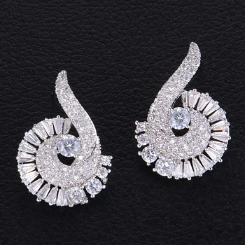 

GODKI 25mm Elegant Snails Fashion Cubic Zirconia Women Dress Engagement Party Wedding Bridal Earring Jewelry
