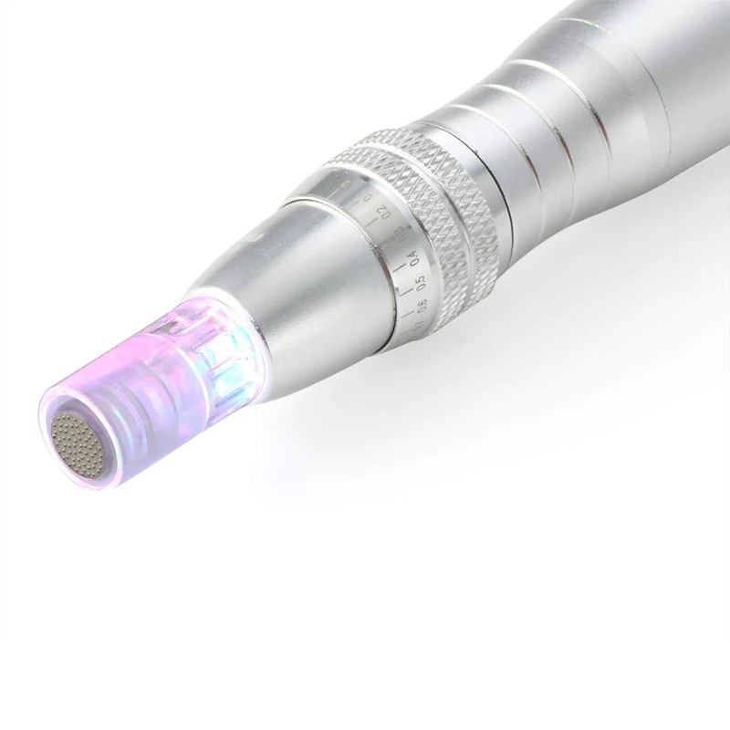 HELLO FACE Electric Derma Pen 7 Colors Lights LED Photon Pen with 12 Pin Adjustable Nano Micro Needle Face care tool