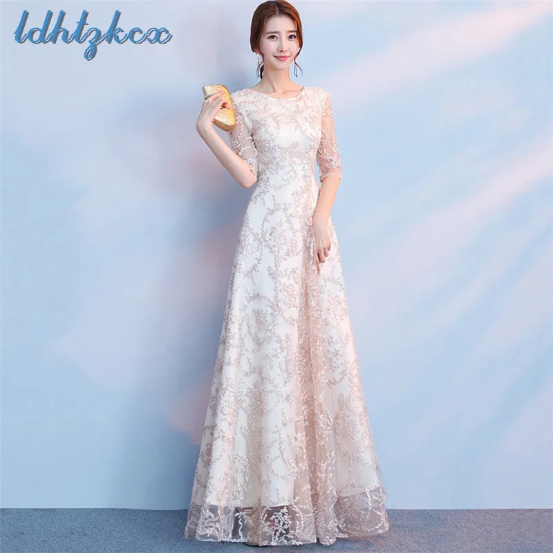 

Dress Women Plus Size Half-sleeved Floor-Length Dresses 2018 Autumn New Elegant Ladies Print Party Host Long Chic Vestidos CX407