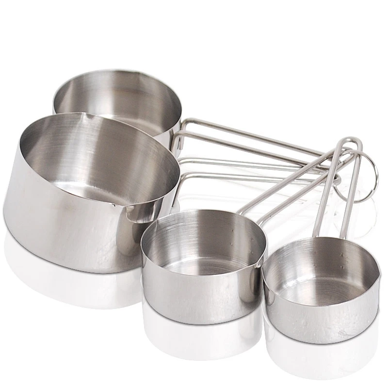 rounded bottom stainless measuring cups