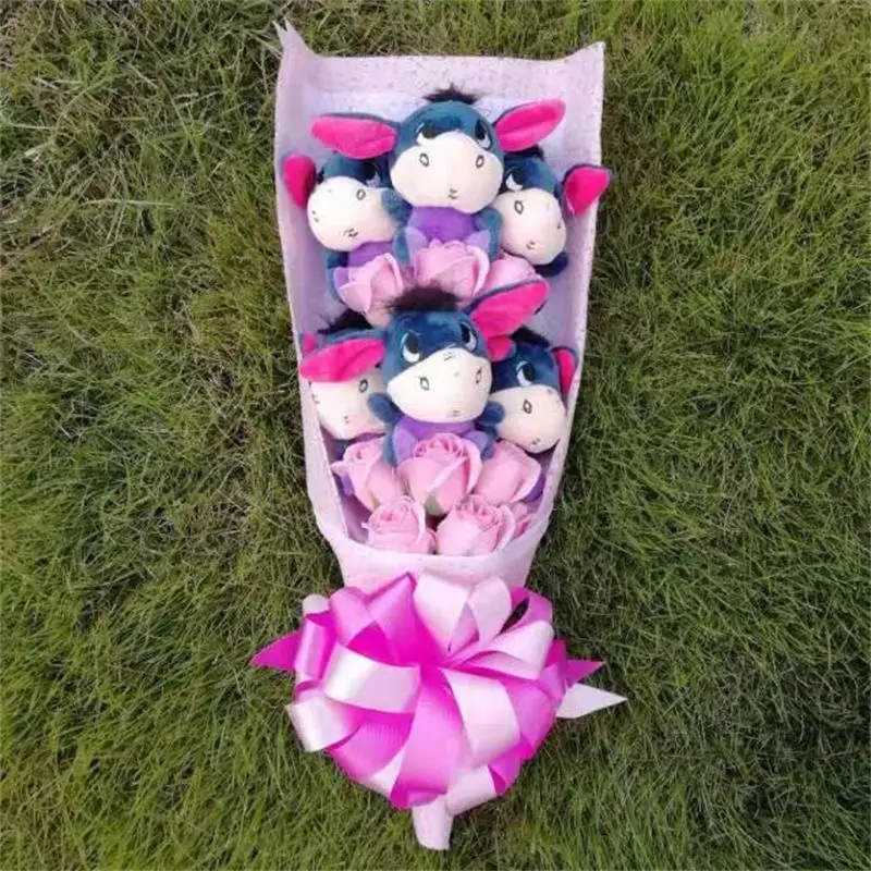 no box pink Симпатичные мягкие Ослик Eeyore с мыльными цветами букеты из игрушек материал животных Необычные плюшевые игрушки подарок на день Святого Валентина/выпускной - Цвет: no box pink